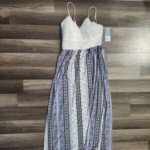 Spaghetti strap long patterned lace top dress UNUSED